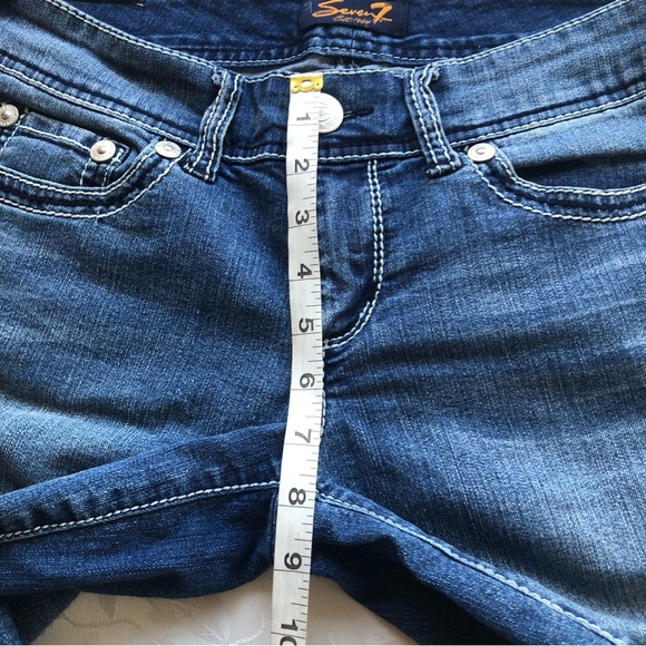 Seven 7 Blue Capri Jeans Denim Pants Women’s Size 6 Button Fly Casual Elastic - Picture 9 of 16